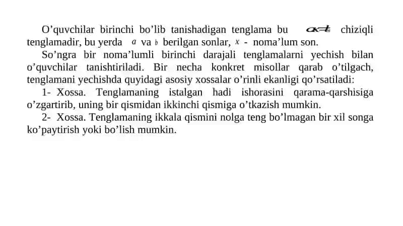 Maktab matematika kursida tenglamalar va tengsizliklar haqida ta’limot 4