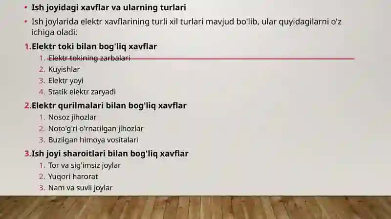 ISH JOYINI TAYYORLASH VA ISHLASHGA IJOZAT ETISH 4