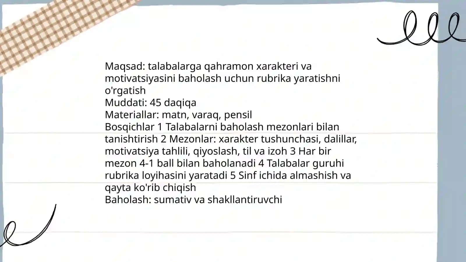 Dars ishlanmalari o'qitish uchun 4