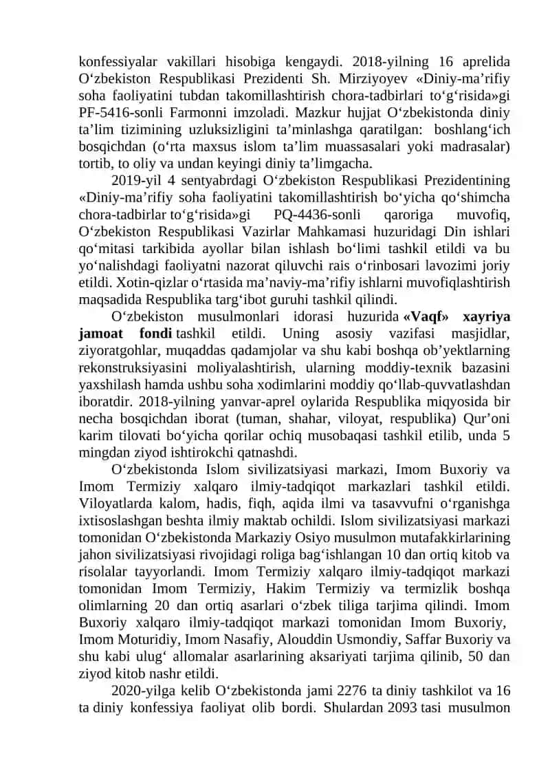 MUSTAQILLIK YILLARIDA O‘ZBEKISTONNING MA’NAVIY VA MADANIY TARAQQIYOTI 4