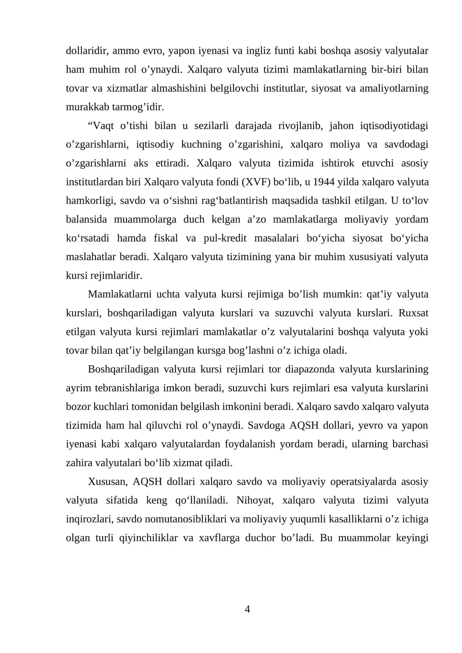 Xalkaro valyuta va kredit munosabatlari 4