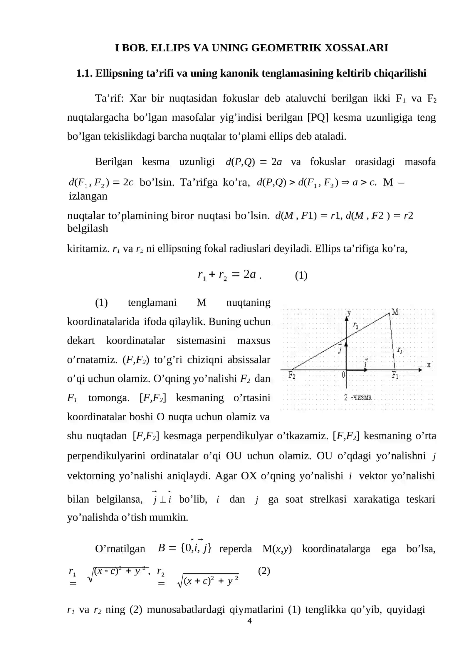 Ellips va uning kanonik tenglamasi, Parabolaning kanonik tenglamalari 4