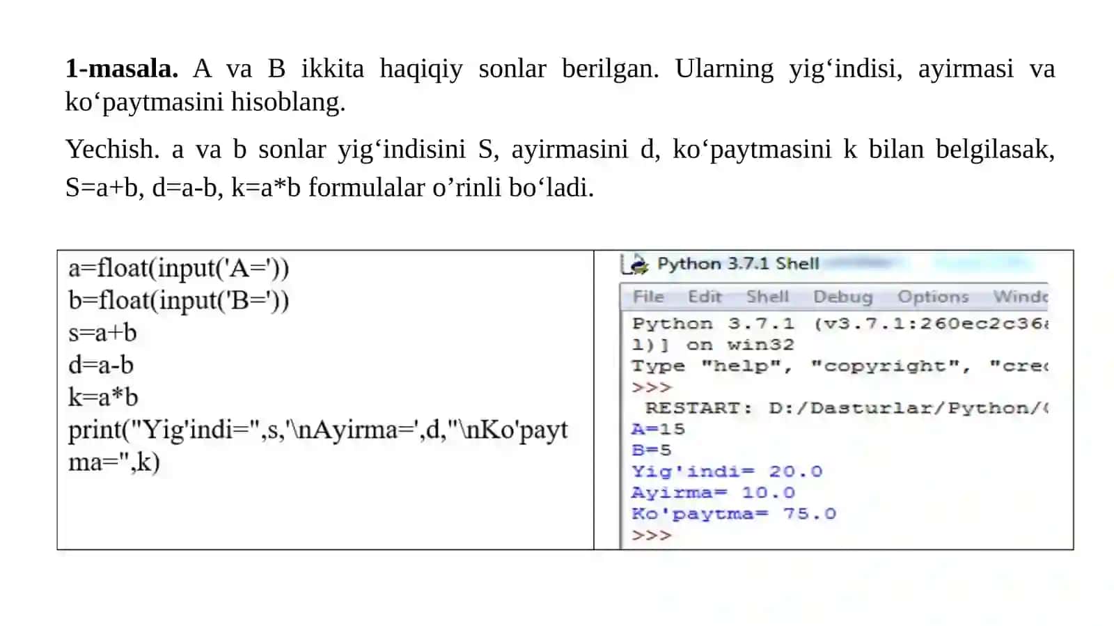 Pythonda chiziqli algoritmlar va kompleks sonlar bilan ishlash 4