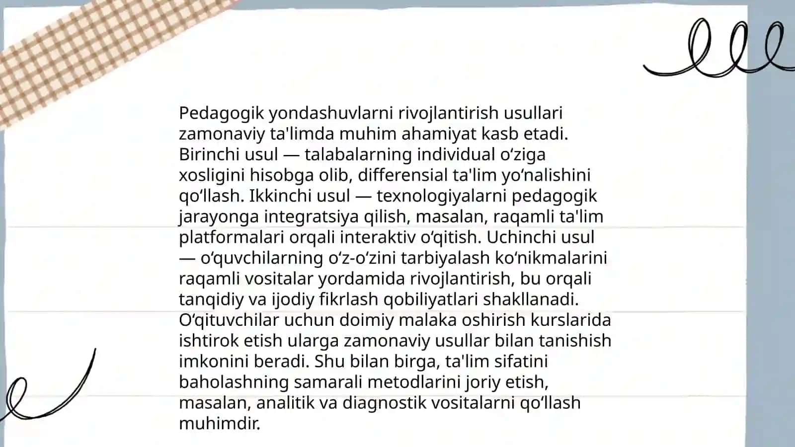 Zamonaviy taʼlimda psixologik -pedagogik qoʻllab quvvatlashni rivojlantirish 4