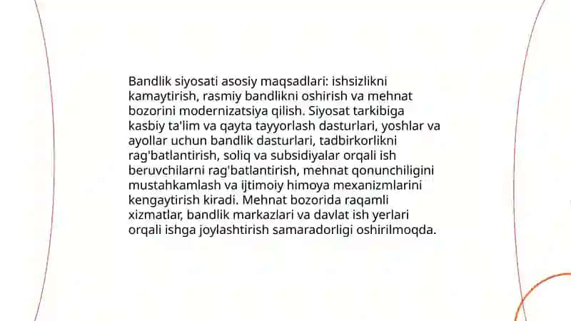 Oʻzbekistonda ijtimoiy sohada amalga oshirilayotgan o'zgarishlar mazmun va mohiyati 4