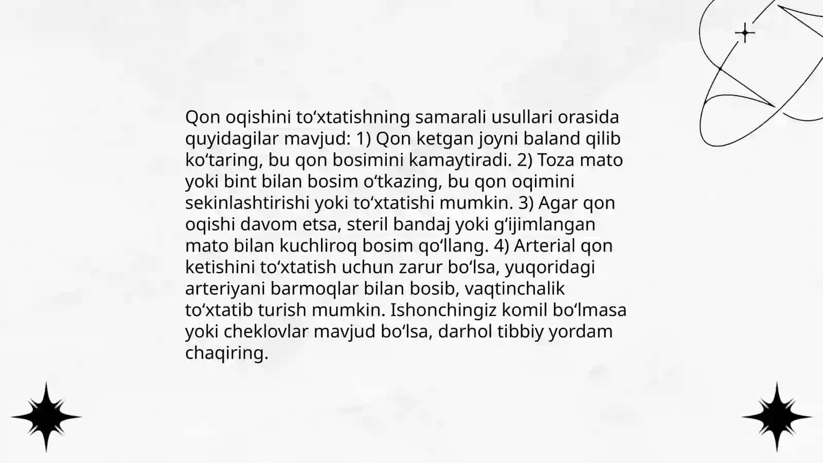 Tomirdan qon ketganda birinchi yordam koʻrsatish 4