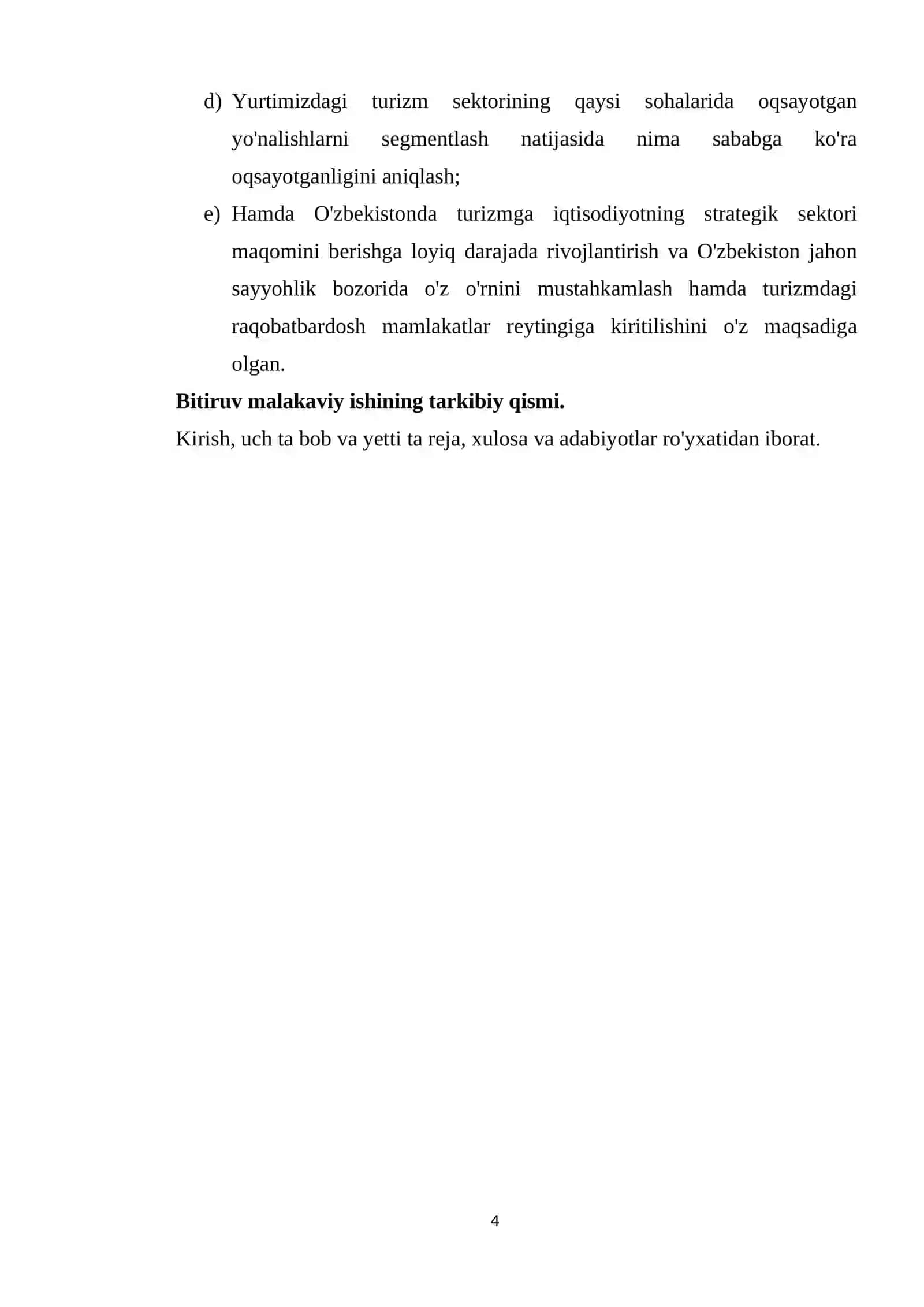 O’zbekiston turizmi bozorini segmentlash va takomillashtirish yo’llari 4