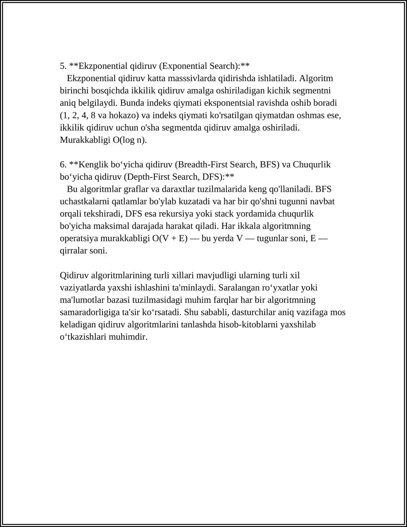 QIDIRUV ALGORITMLARNI QIYOSIY TAHLILI 4