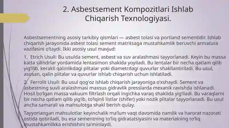 Asbestsement Kompozitlari Ishlab Chiqarish Texnologiyasi 4