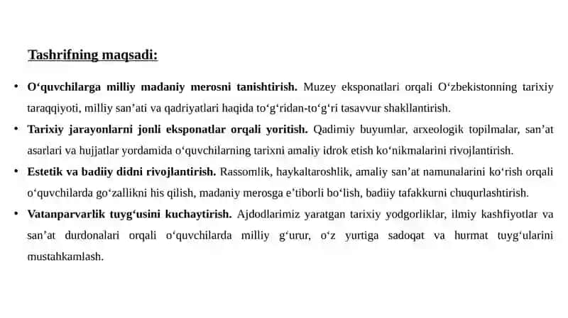 TOSHKENT SHAHRIDA JOYLASHGAN MUZEYLARGA TASHRIF 4