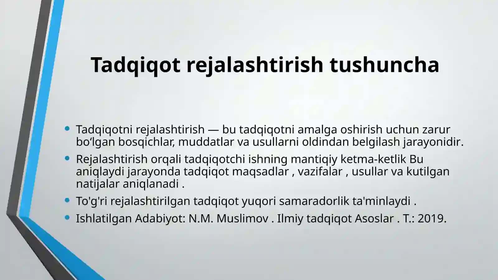Tadqiqot ishini bajarish jarayonini rejalashtirish 4