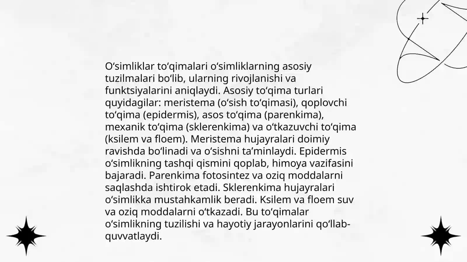 Oʻsmliklar toqimasi xillari va vazifalari 4