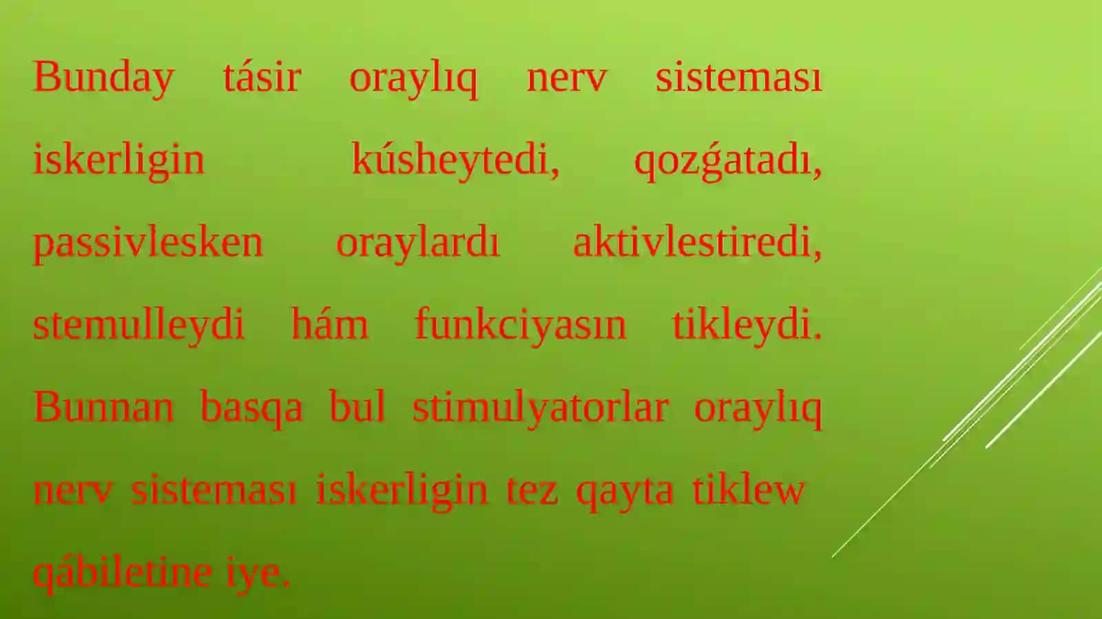 ONS iskerligin qozǵatıwshı házirgi kúnde qollanılatuǵın dári zatları farmakologiyasi 4
