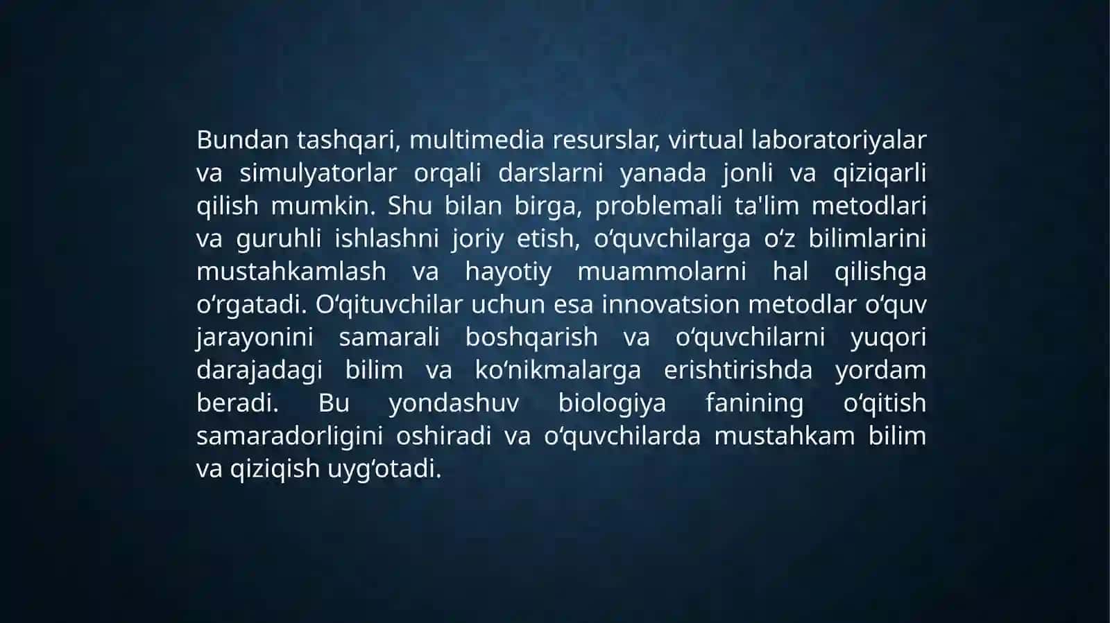 Biologiyadan mashg'ulotlarni rivojlantiruvchi talim texnologiyasi asosida loyihalashtirish 4