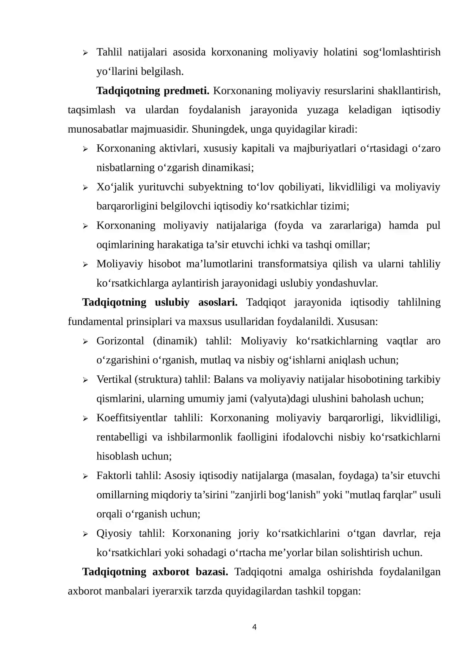 MOLIYAVIY HISOBOT ASOSIDA KORXONANING MOLIYAVIY HOLATINI TAHLIL QILISH 4