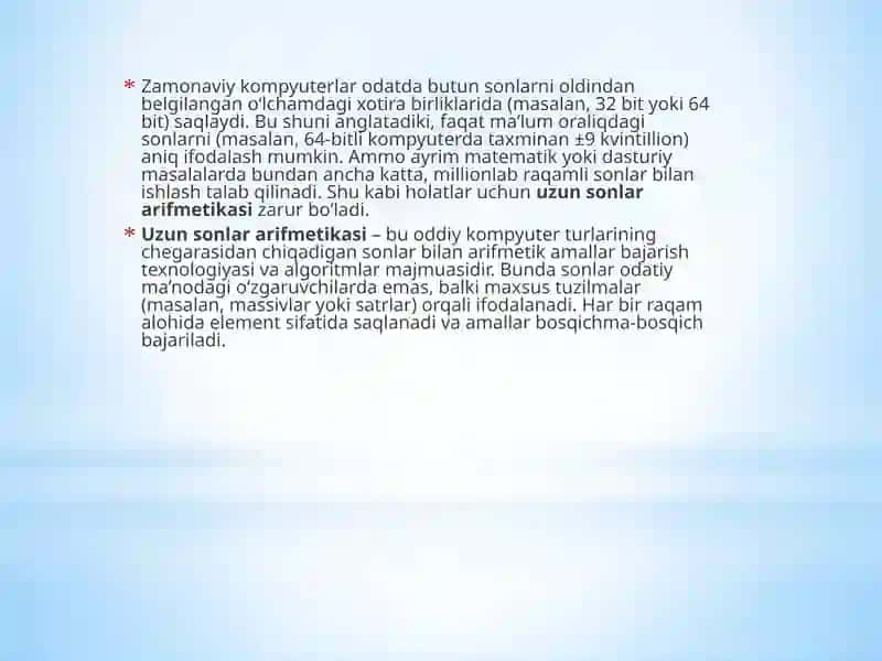 Uzun sonlar arifmetikasi 4