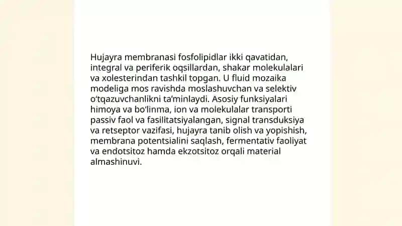 Hayvon organizmi hujayra to'qimalarining tuzilishi rivojlanish shartlari 4