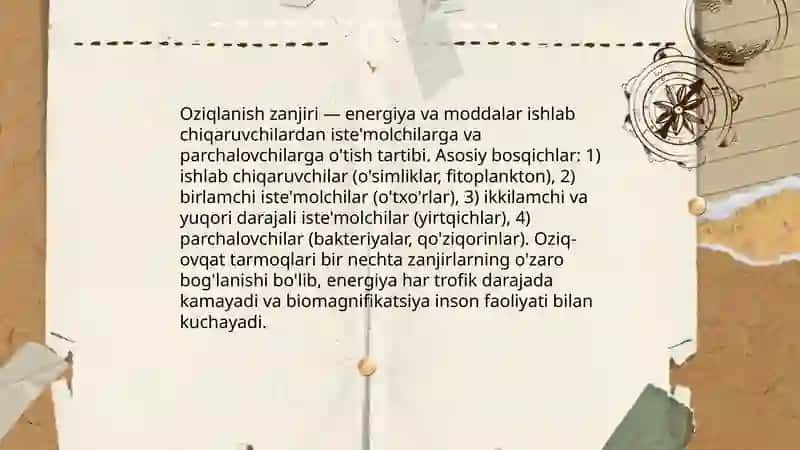 Ekotizimlarda modda va energiya oqimi 4