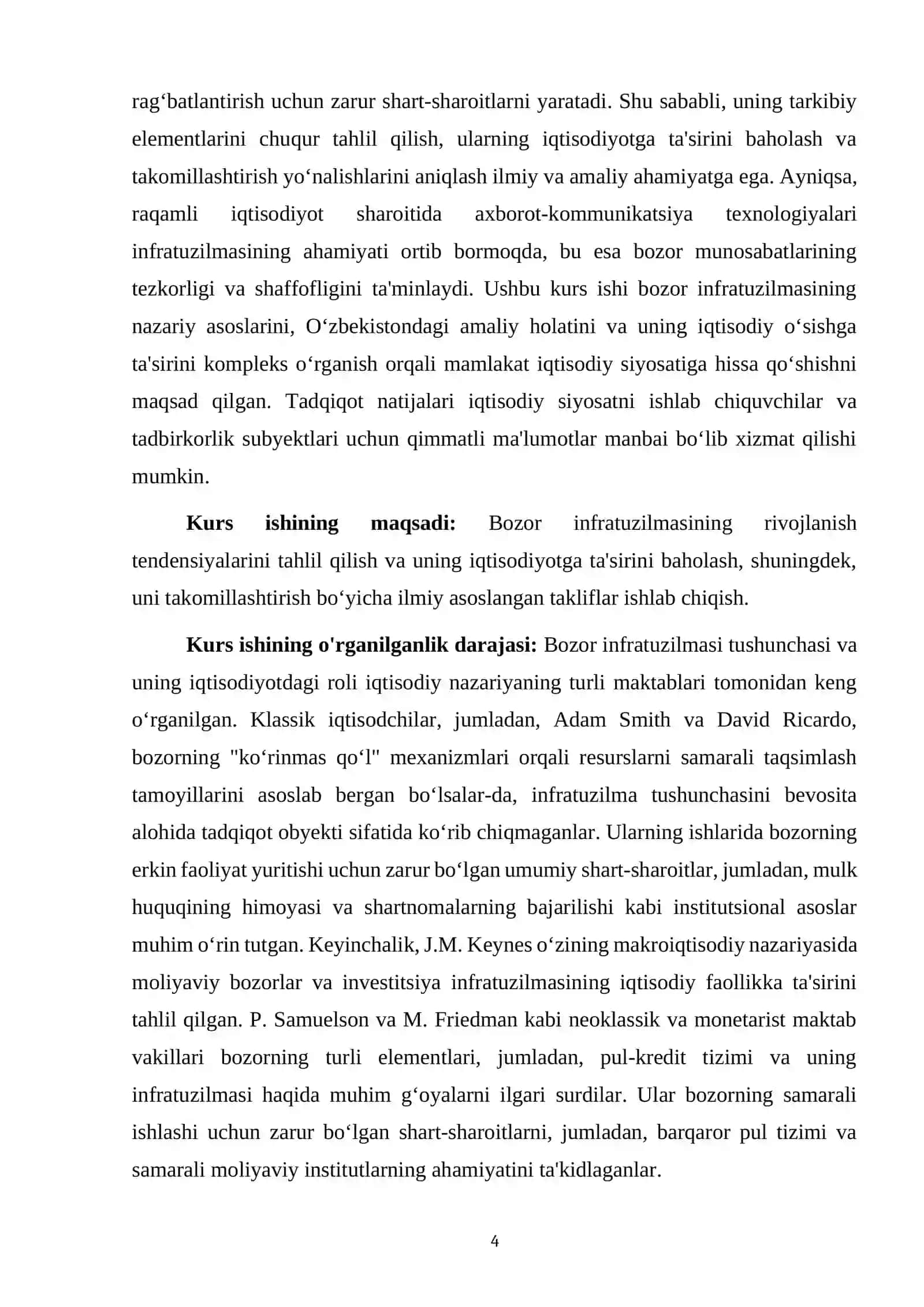BOZOR INFRATUZILMASINING RIVOJLANISHI VA UNING IQTISODIYOTGA TA’SIRI 4