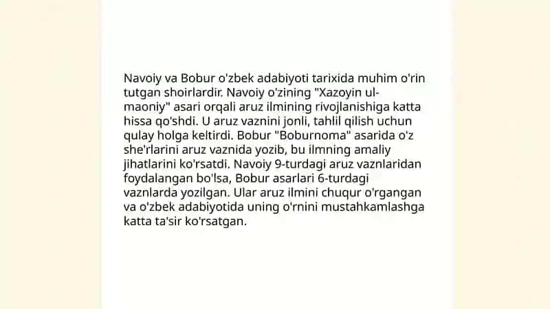Navoiy va Bobur aruz risolalari qiyosiy tahlili 4