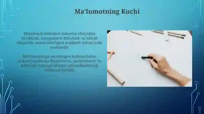 Matematika fanini hunarmandchilik kasbiga bog'liqligi 4