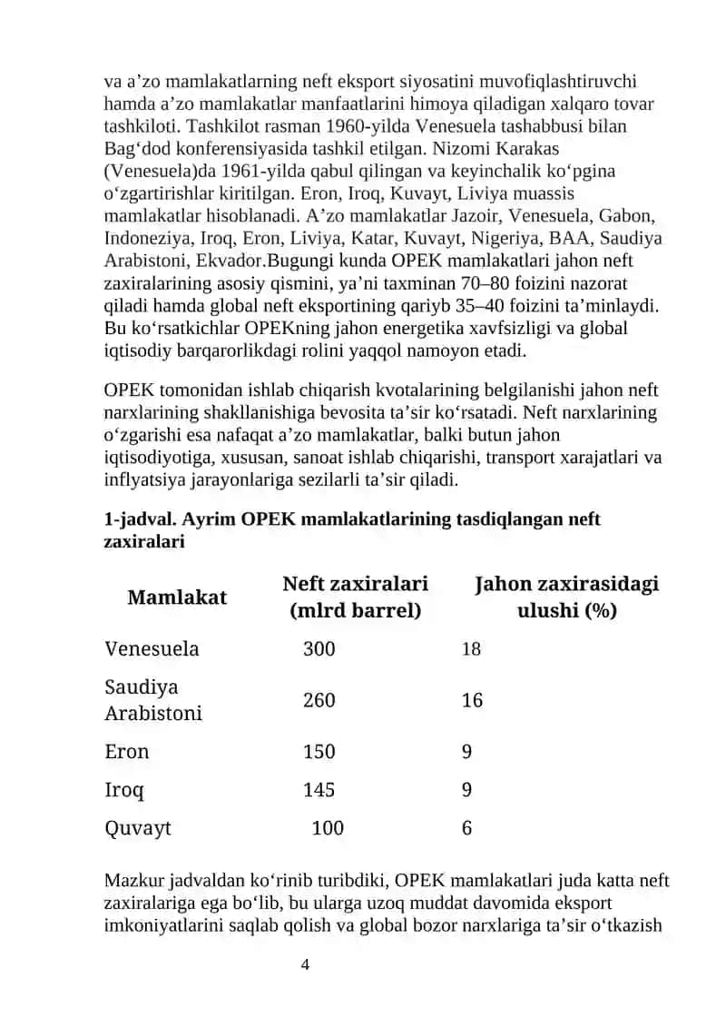 Neft eksport qiluvchi mamlakatlar iqtisodiyotining rivojlanish omillari va xususiyatlar 4