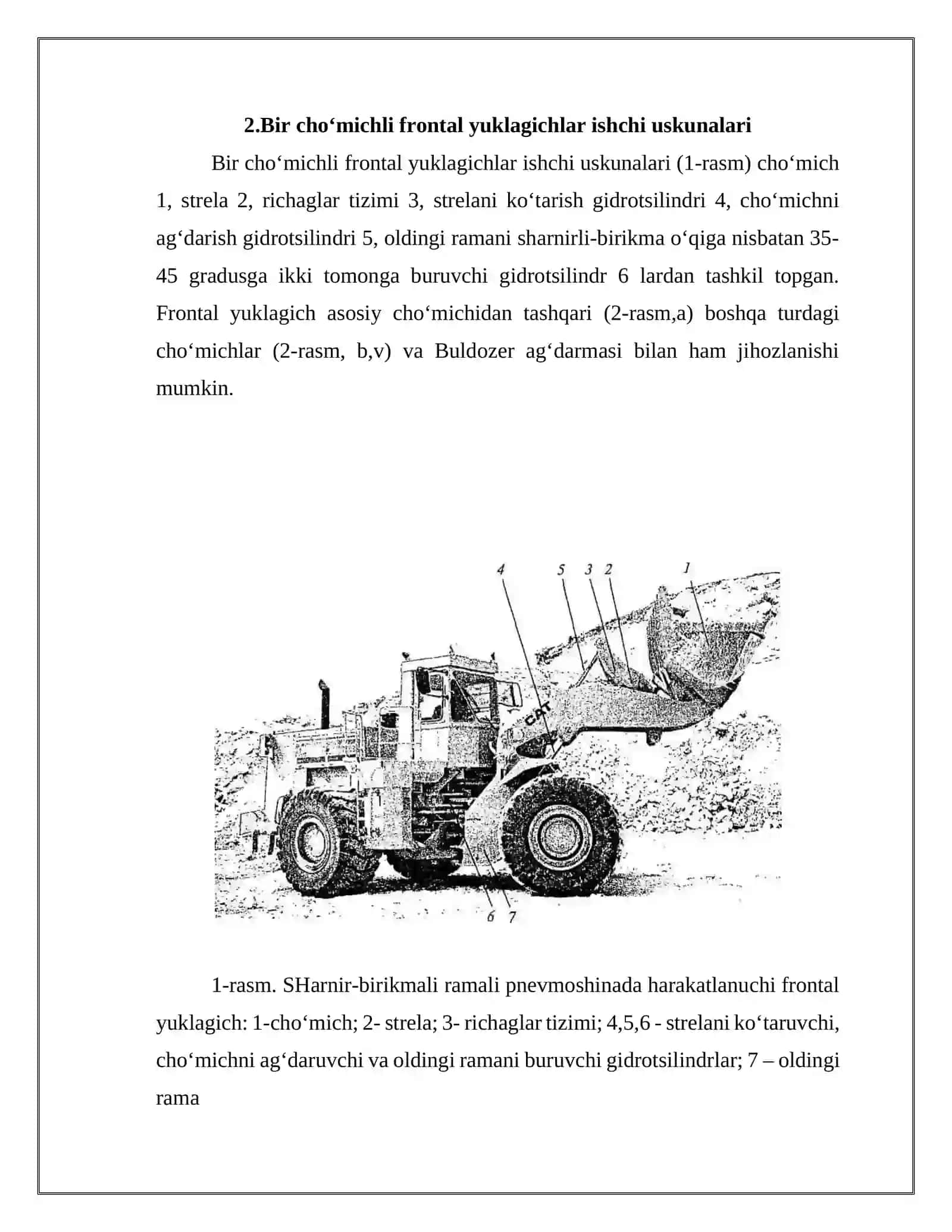 OCHIQ KONLARDA ISHLATILUVCHI YUKLASH MASHINALARI TURLARI, ISHCHI ORGANLARI VA ISHLATILISH KO‘LAMI 4