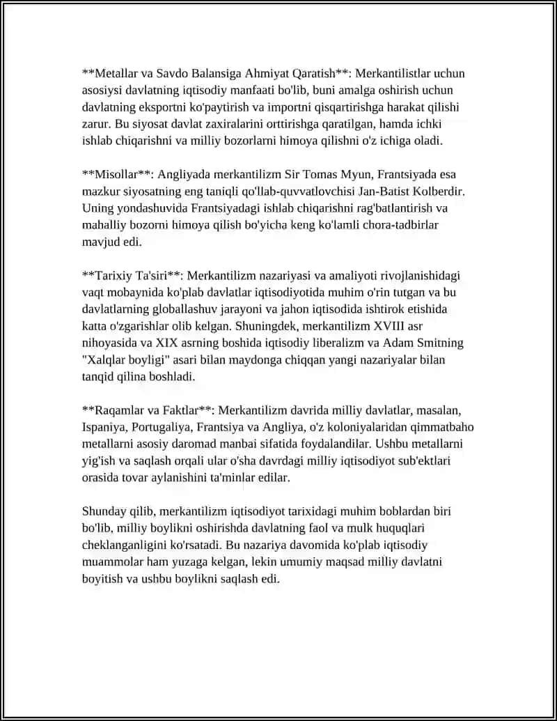 MERKANTILIZM IQTISODIY TA’LIMOTINING MOHIYATI VA AHAMIYATI 4