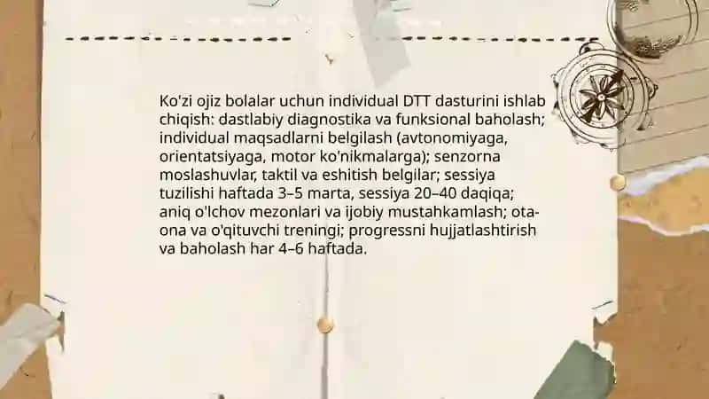 Moljal olish va harakatlanish korreksion mashgulotidan DTT va dastur 4