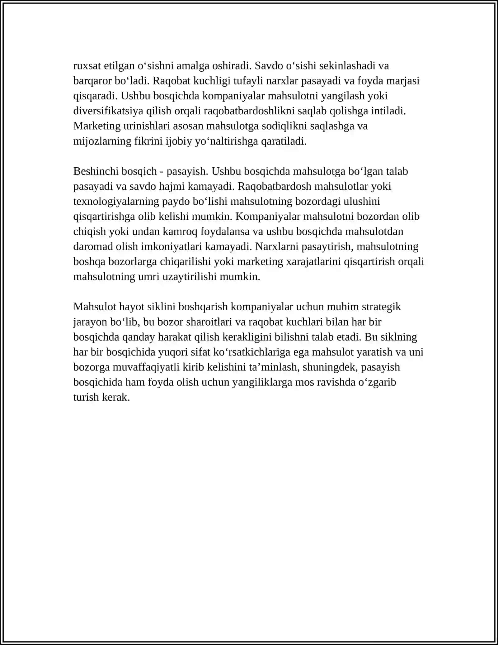 MAHSULOTNING "HAYOT SIKLI". MASHINANING SIFAT KO‘RSATKICHLARI 4