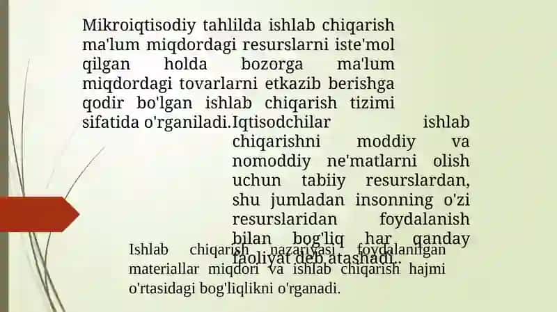 Ishlab chiqarish va ishlab chiqarish xarajatlari 4