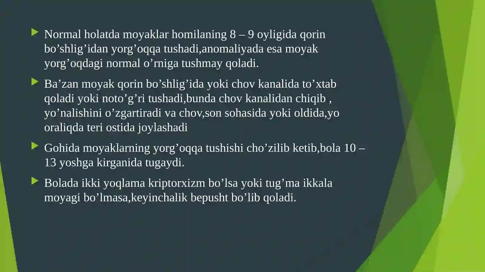 Kriptorxizm. Etiopatogenezi, klinikasi, diagnostikasi, davolash 4