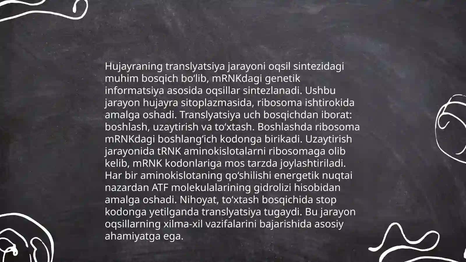 Hujayrada transkripsiya, translayatsiya va replikatsiya jarayonlari 4