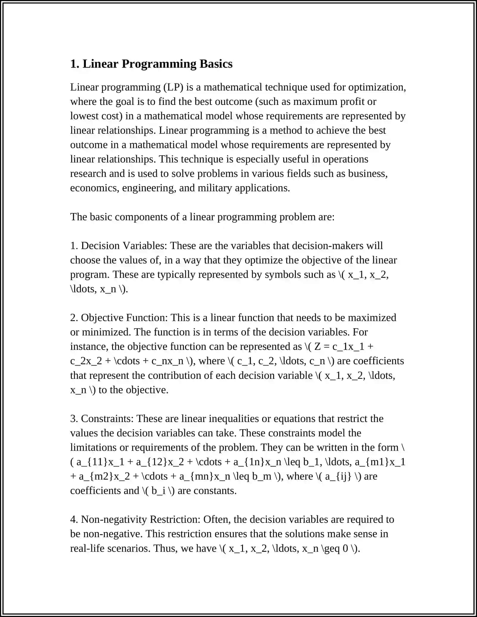 LINEAR PROGRAMMING PROBLEM: SOLUTIONS AND THEIR PROPERTIES. GEOMETRIC INTERPRETATION OF LINEAR PROGRAMMING PROBLEMS 4
