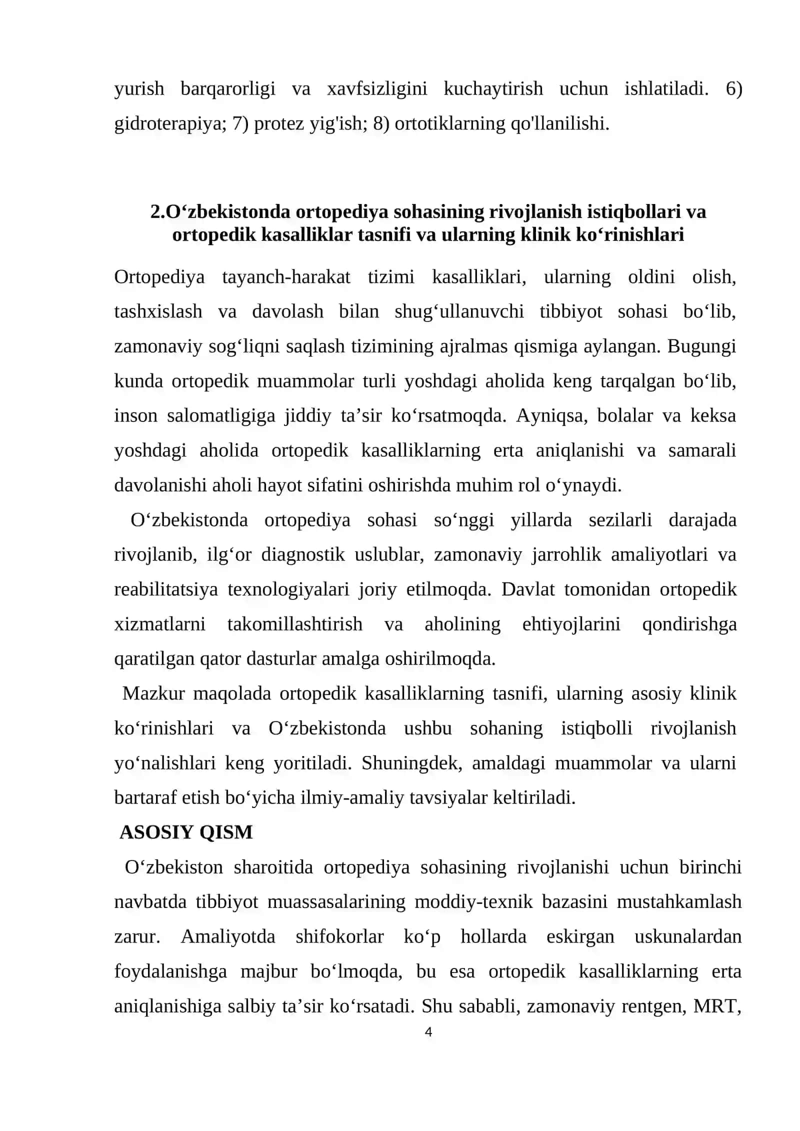 Ortopedik kasalliklarda reabilitatsiya:suyak sinishlari va osteoproz misolida 4