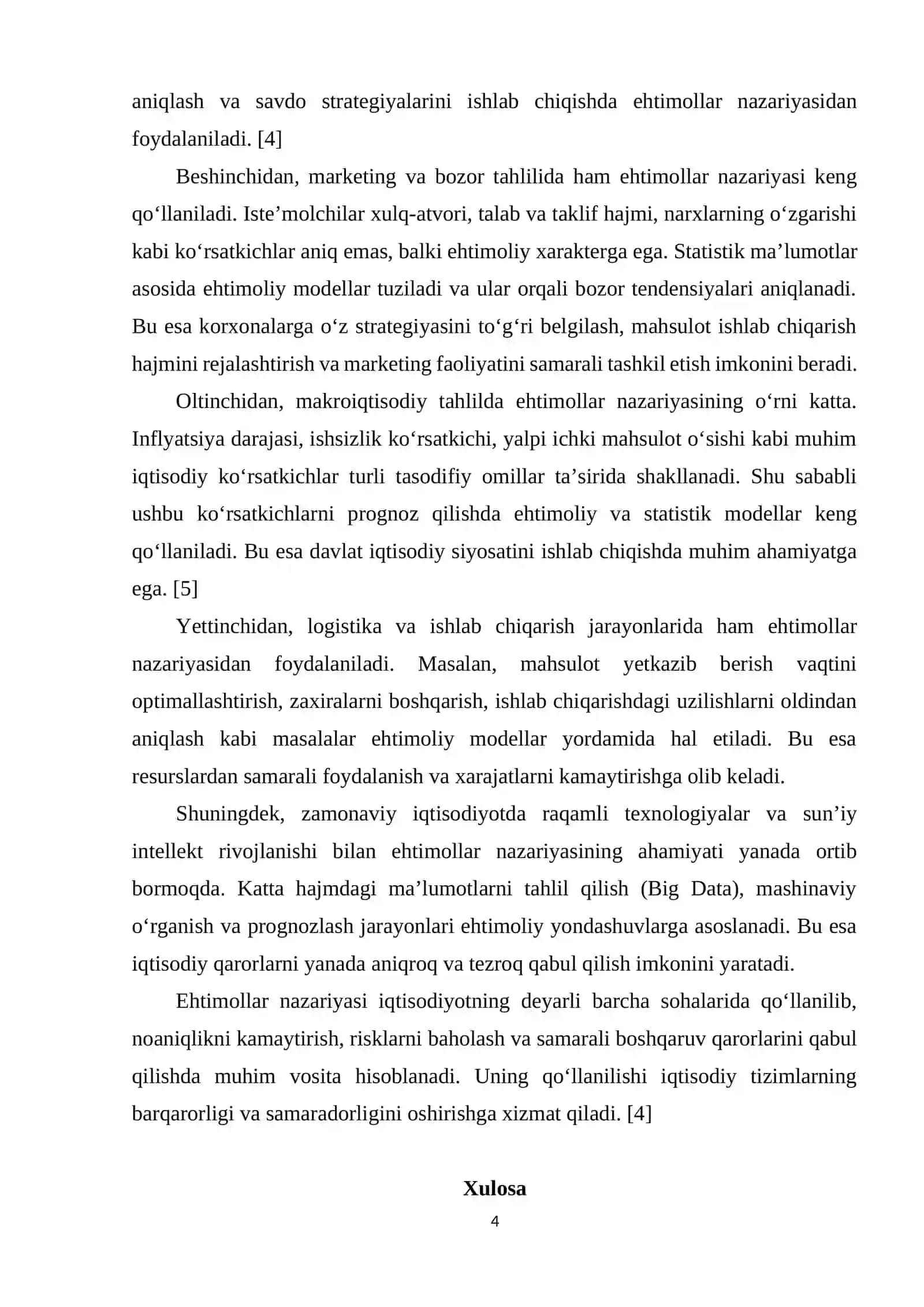 EHTIMOLLAR NAZARIYASINING IQTISODIYOTDA TUTGAN O'RNI 4
