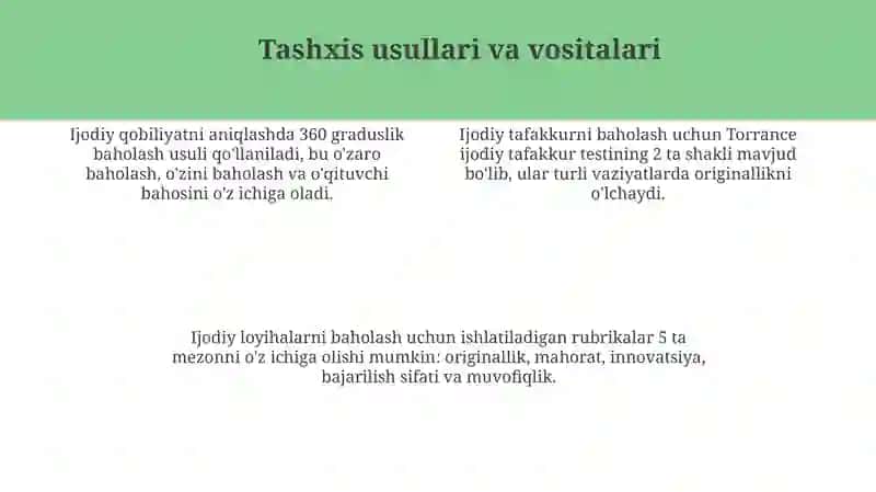 Ijodiy ta'limni tashxis etishining mohiyati 4