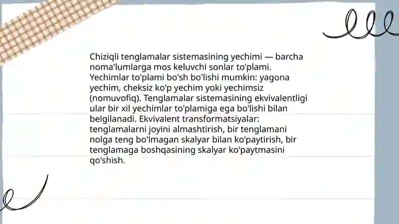 Chiziqli tenglamalar sistemasini yechish 4