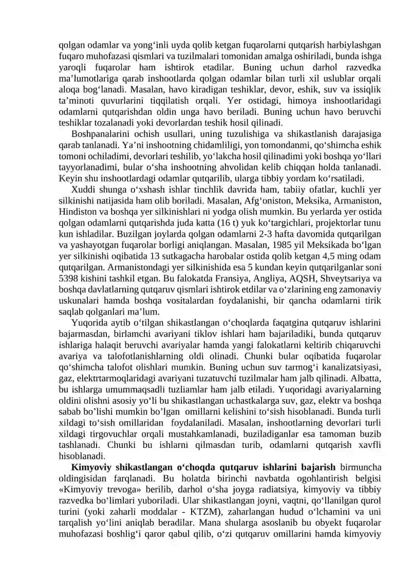 Qutqaruv va birlamchi tiklov ishlarini tashkil etish 4