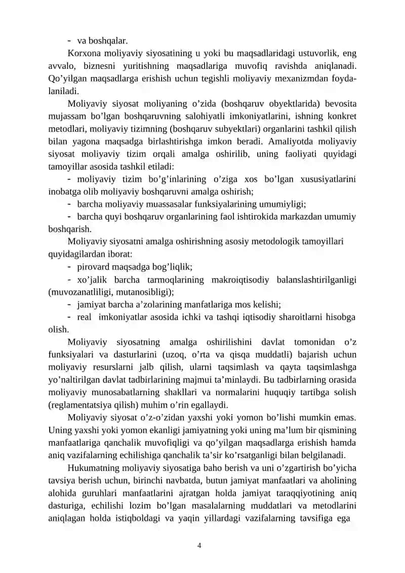Moliyaviy Siyosat Reja 4