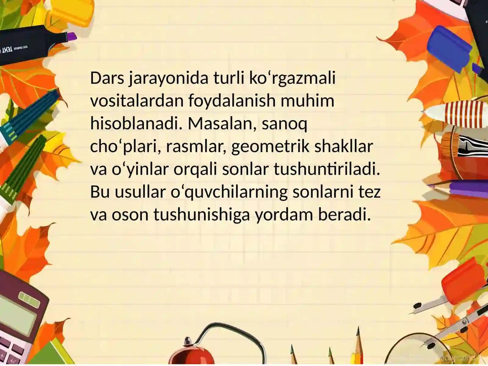 Ön ichida nomanfiy butun sonlar ustida arifmetik amallarni órgatish metodikasi 4