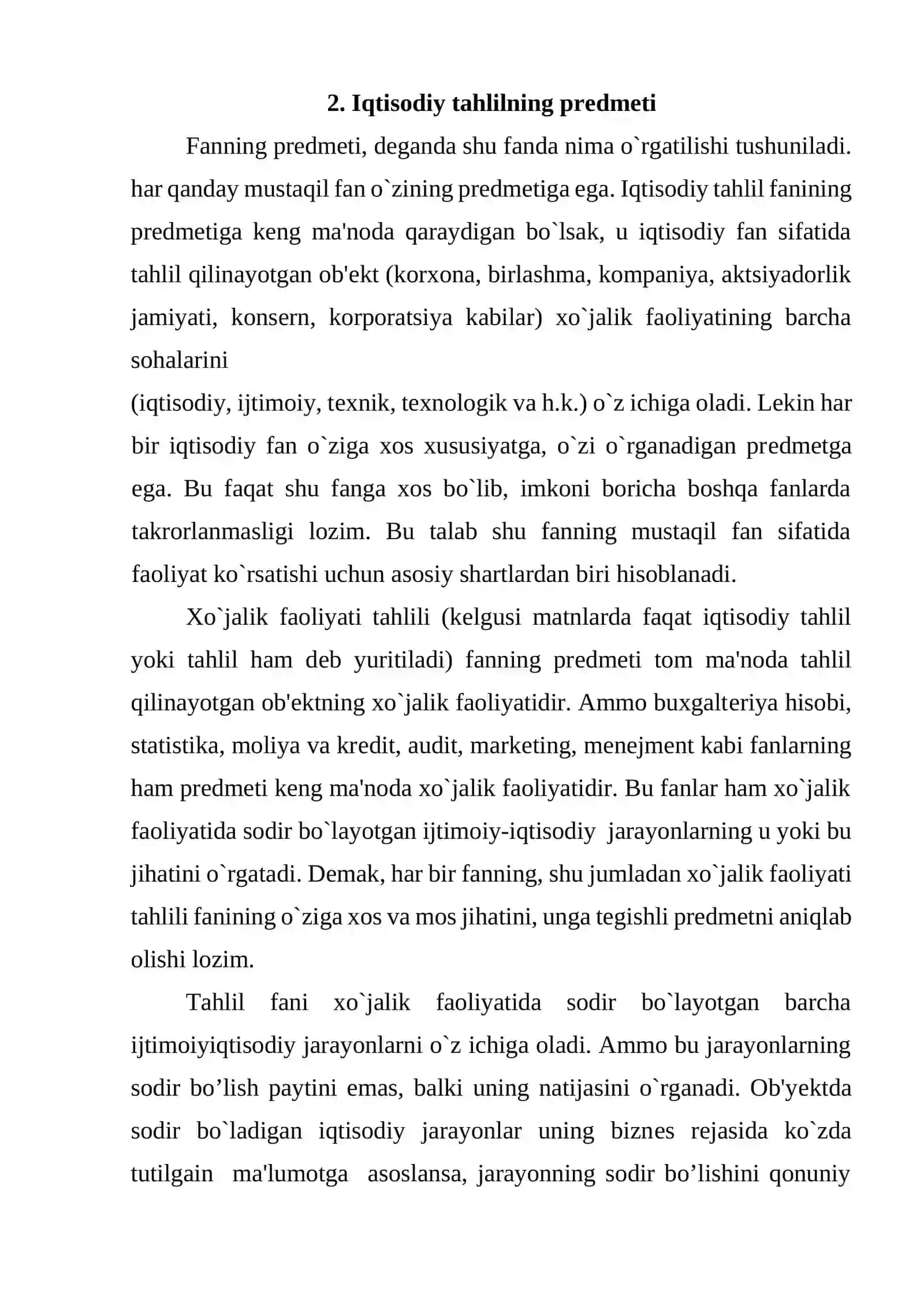 IQTISODIY TAHLILNI MAZMUNIGA, DAVRIGA, OBYEKTI VA SUBYETLARIGA KO'RA TURLARI 4