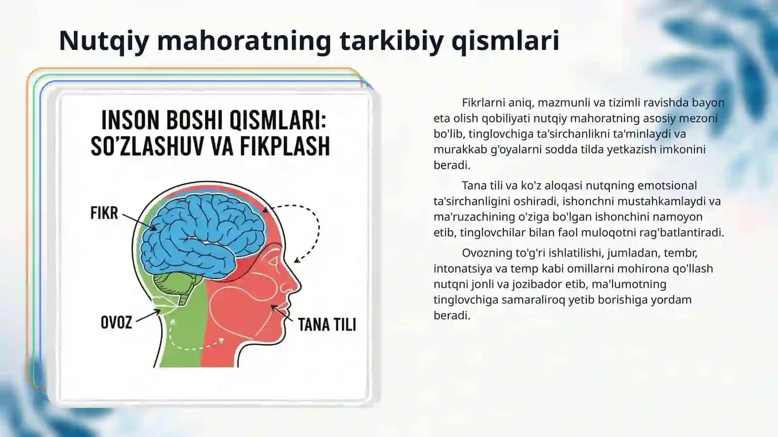 Nutqiy mahoratini egallashning asosiy shartlari 4