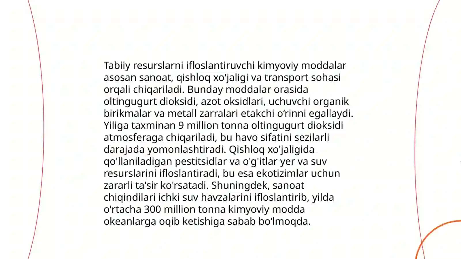 Kimyo va Ekologiya muammolari. Atrof-muhitni muhofaza qilishda kimyo fanining roli 4