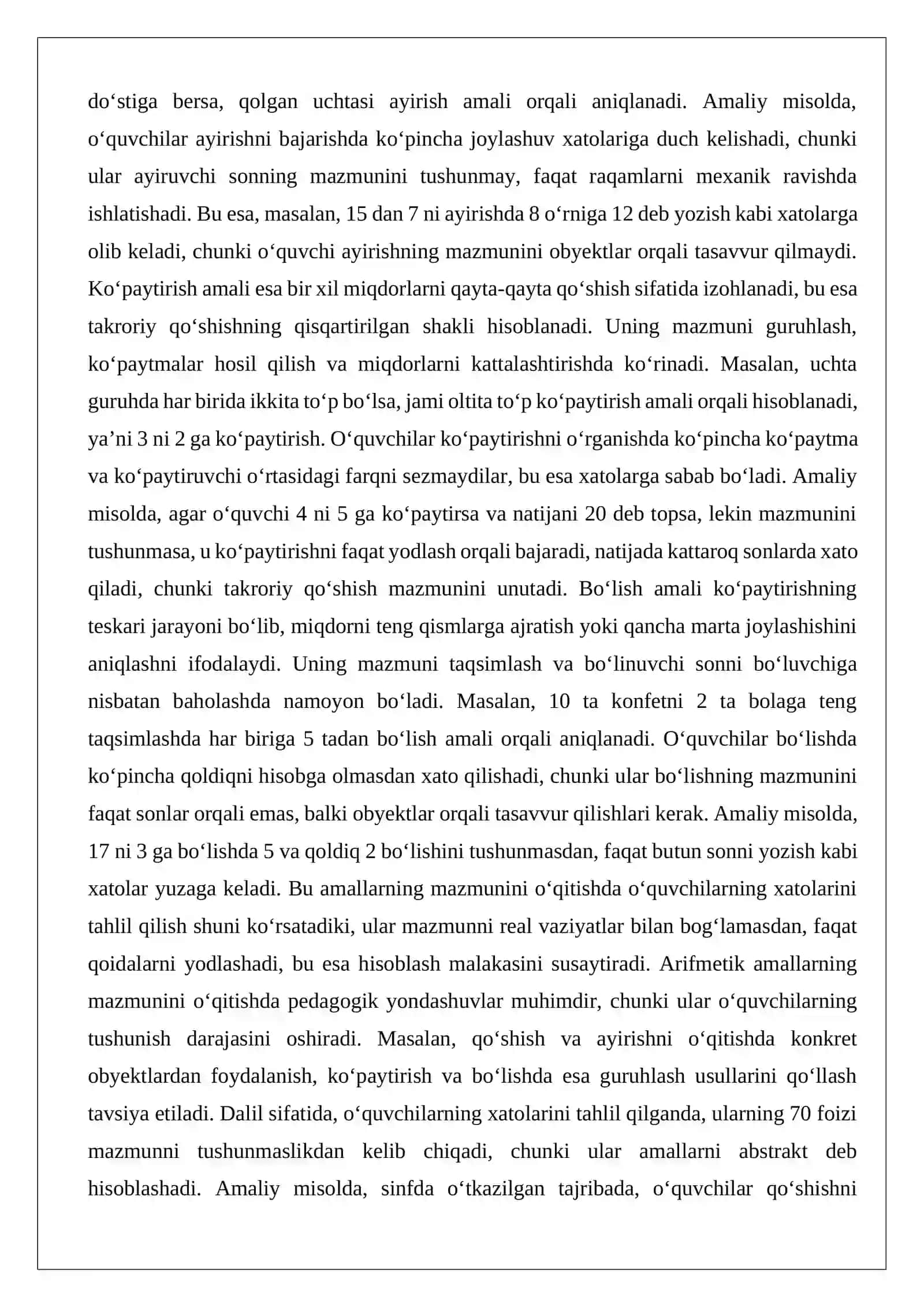 Arifmetik amallarni bajarishdagi xatolarni tahlil qilish 4