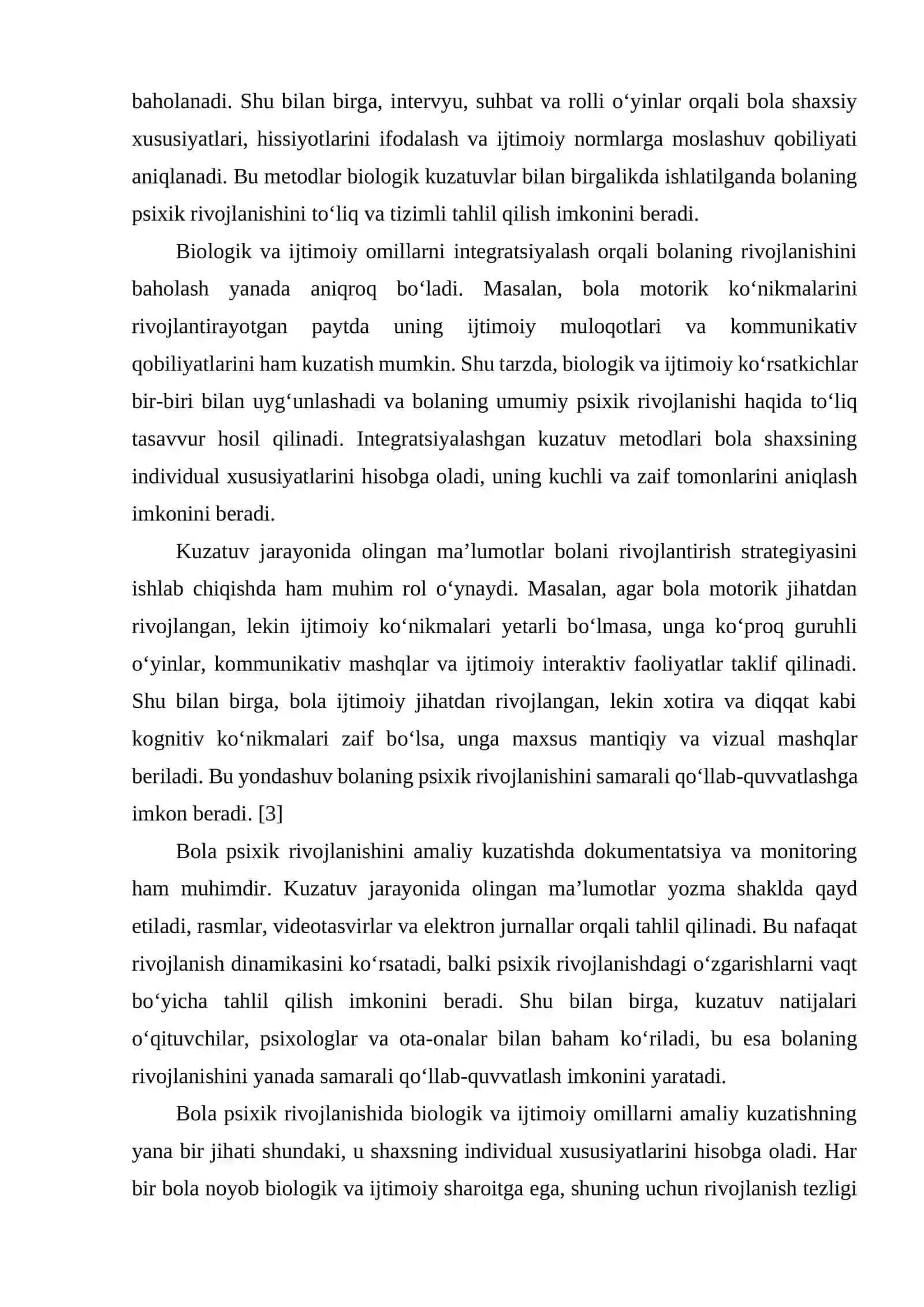 Bola psixik taraqqiyotida biologik va ijtimoiy omillarni amaliy kuzatish asosida o‘rganish 4