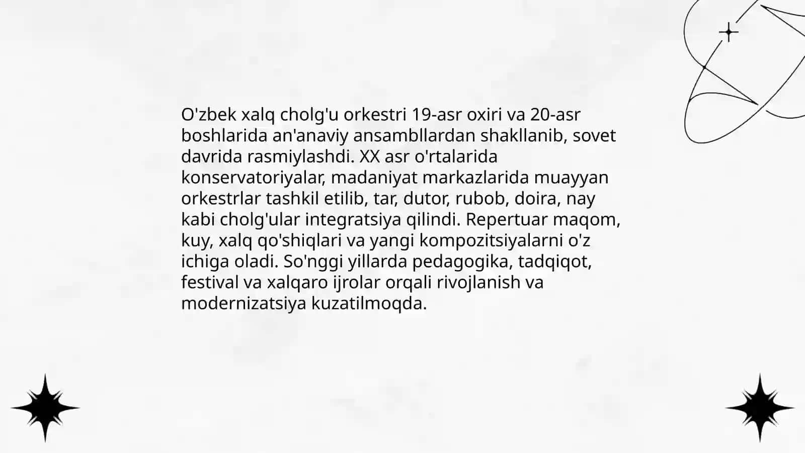 O'zbek xalq cholg'u orkestr guruhlari haqida 4