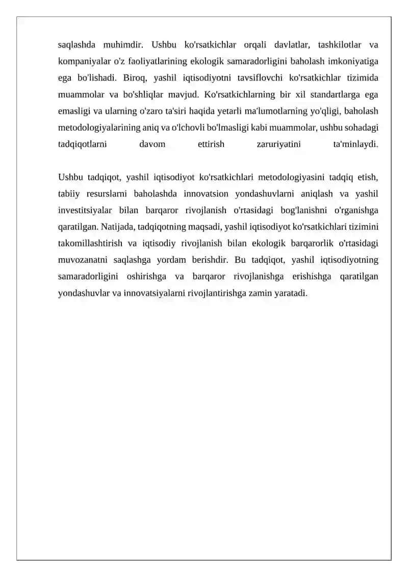 Yashil iqtisodiyotni tavsiflovchii ko'rsatkichlar tizimini aniqlash bo'yicha yondashuvlar 4
