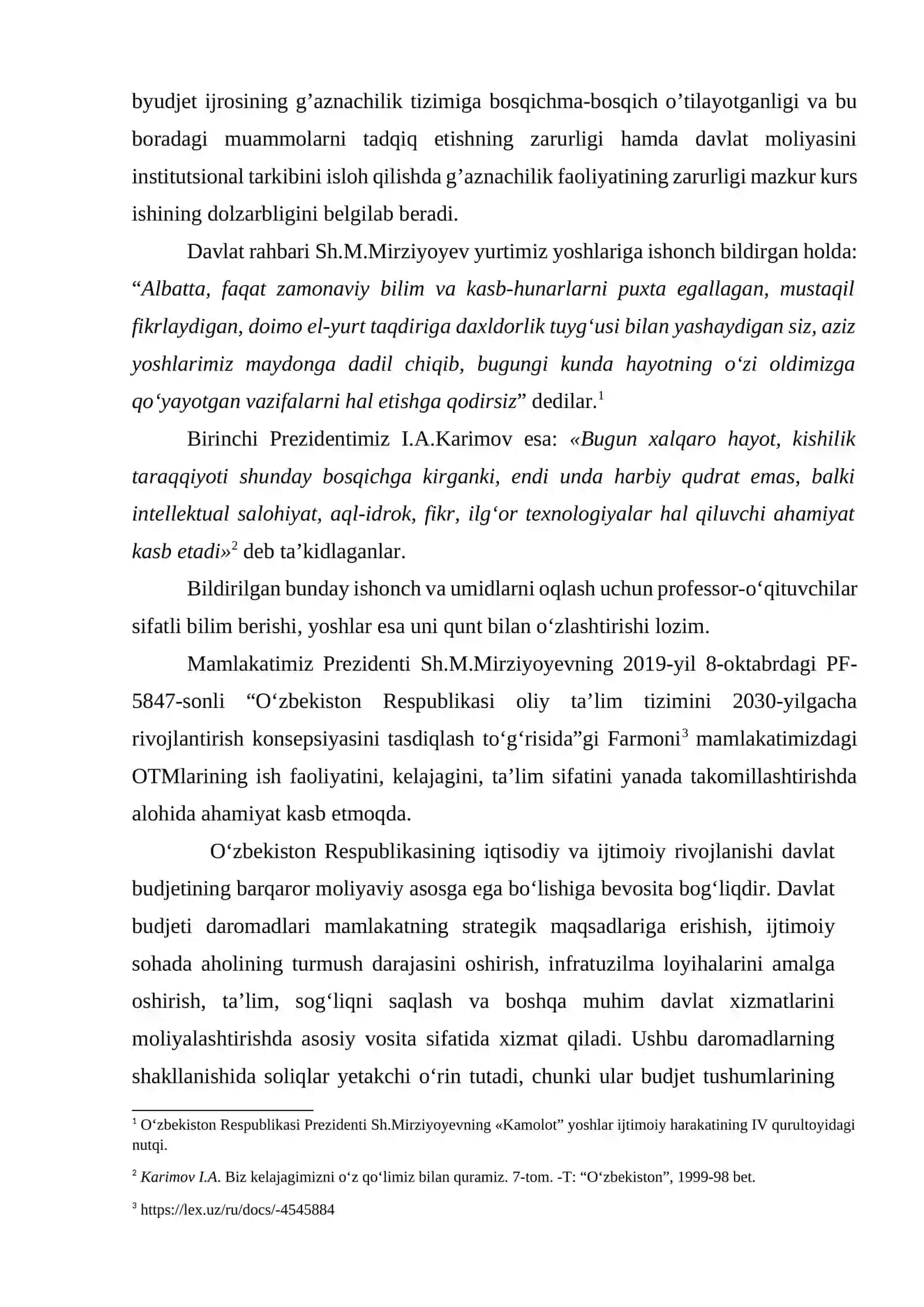 O'zbekiston Respublikasi davlad budjeti daromadlarining shakllanishida xoʻjalik yurituvchi subyektlardan va aholidan undiriladigan soliqlarning tutgan oʻrni mavzusida kurs ishi 4