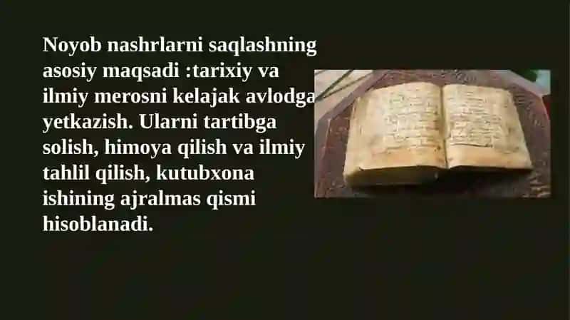 NOYOB VA QADIMIY NASHRLARNI SAQLASHNING ZAMONAVIY USULLARI 4